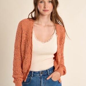 Cardigan "MOLLY BRACKEN" en maille ajourée, col V
