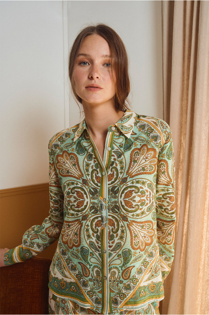 Chemise légère, imprimé foulard "Molly Bracken" Green inès