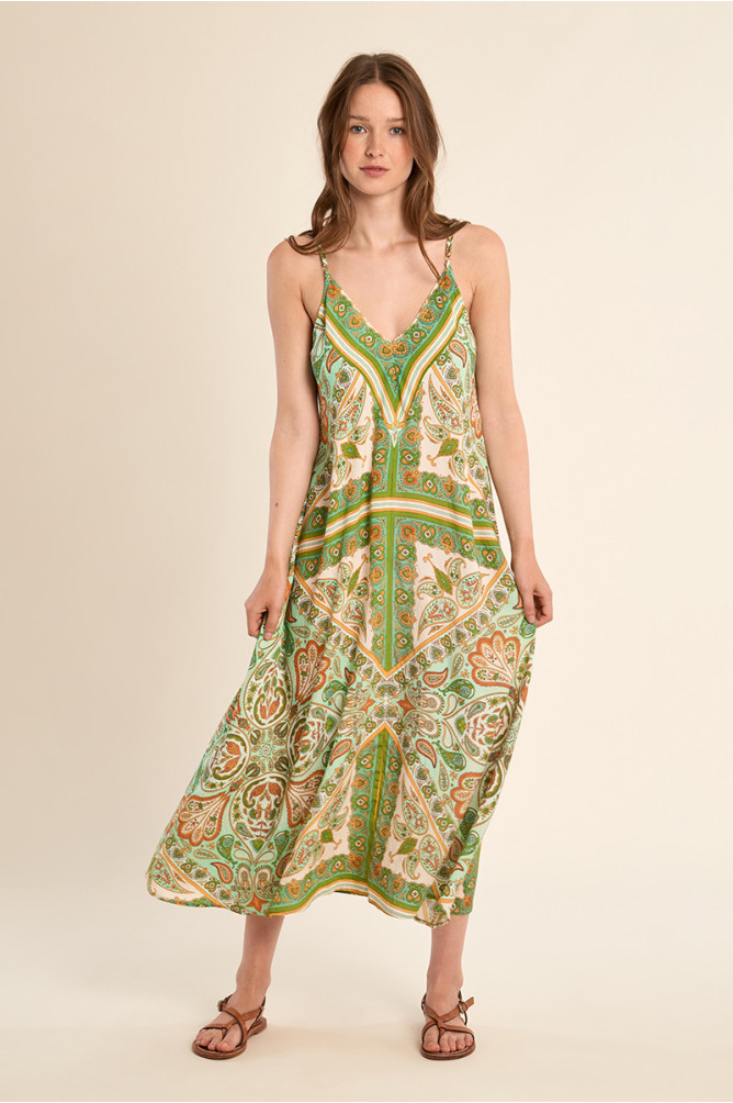 Longue robe fluide, imprimée Green Inès "Molly bracken"