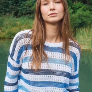 Pull en maille ajourée, rayé Bleu, "MOLLY BRACKEN"