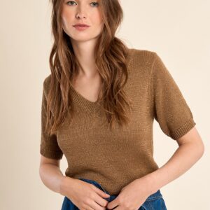 Pull en maille manches courtes Camel "MOLLY BRACKEN"