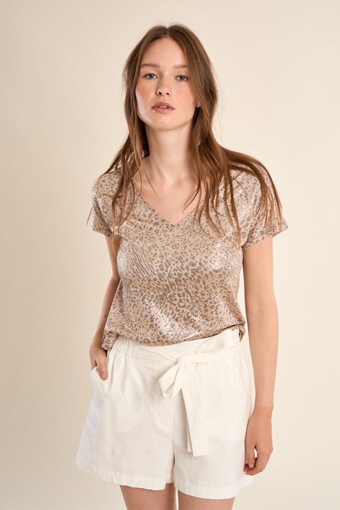 T-shirt irisé "MOLLY BRACKEN" Beige